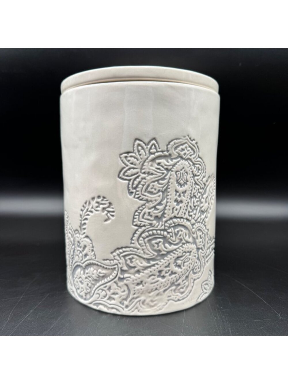 Scarlett Embossed Paisley Ceramic Storage Canister With Lid
